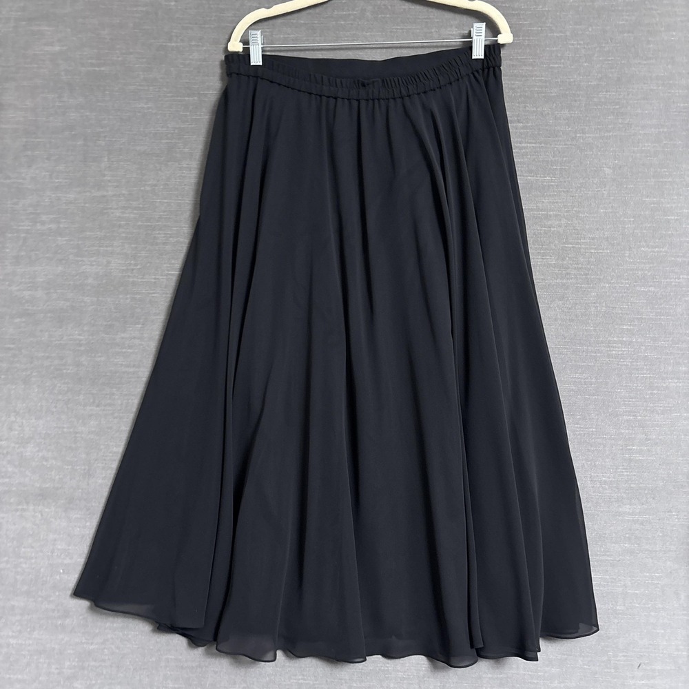Adrianna Papell Skirt 12 Black Chiffon Midi Cocktail Formal Evening Party Flowy - Picture 5 of 9